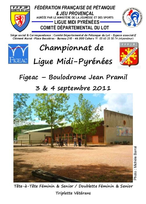 Résultats du Championnat de Ligue Midi-Pyrénées Figeac 3&4/09