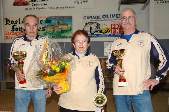 Les finalistes: Gilbert FERNANDEZ,  Francine THURIES et Raymond CERCHI (Quatre-Saisons PC)