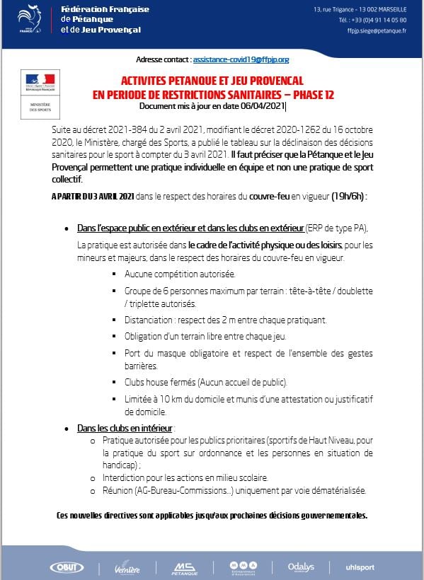 Conditions de pratique Phase 12