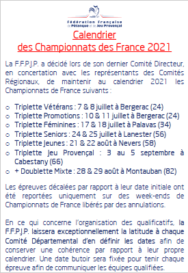 Calendrier CDF 2021