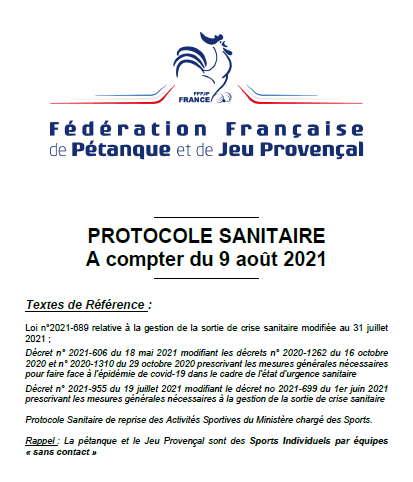 Protocole sanitaire 9/08 Maj 2