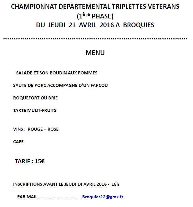 Championnat Triplette vétérans