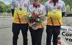 Champions de l'Aveyron Triplette Mixte 2025 : Romulus Thibaut, Carel Doriane et Caulet Fabrice